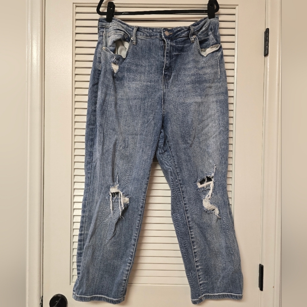 Fashion Nova - (Plus-Size) Distressed Cotton Denim Jeans With Pockets